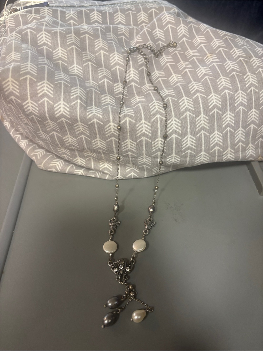 Lia Sophia Silver-Tone Pearl Drop Necklace with Mixed Pearls